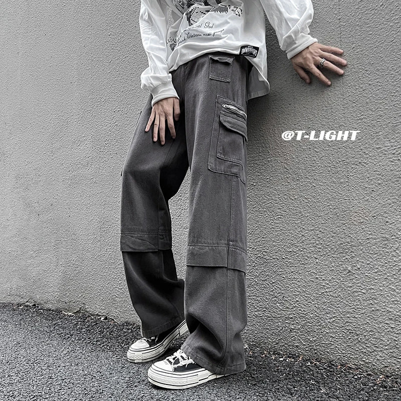 Hearujoy Hip Hop Tooling Pants Men Multi Pockets Cargo Pants Trousers Women Mens Streetwear Casual Pants Straight Loose Joggers Overalls