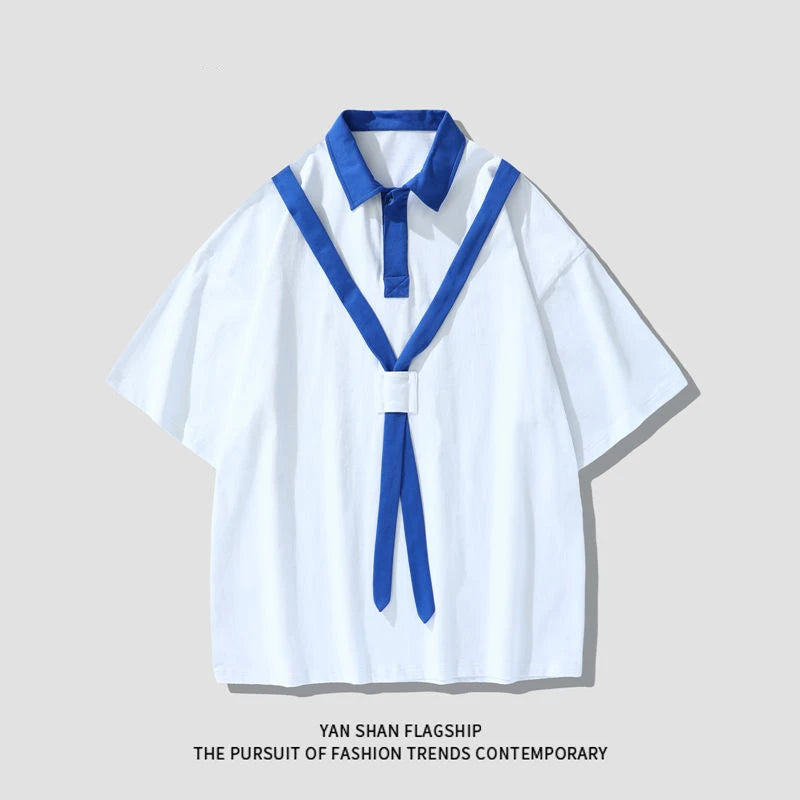 HEARUJOY  -  Polo Shirt Short-sleeved Men's Summer New Trendy Design Top Loose Half-sleeved Cotton T-shirt Men's T-shirt