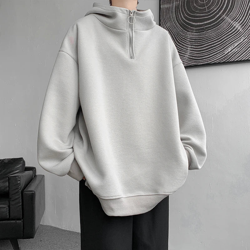 Hearujoy Turtleneck Hoodie Zipper Pullovers Streetwear Hip Hop Hooded Sweatshirt Men Clothing Korean Couples Harajuku Coat