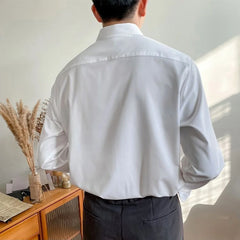 HEARUJOY  -  Mens Shirts Wrinkled Stitching Casual Shirts Streetwear Fashion Personality Versatile Long-Sleeve Tops Men'S Clothing 2025 New
