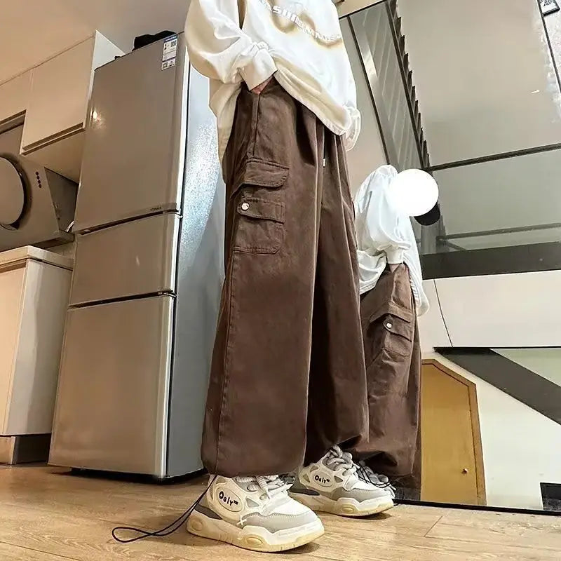 HEARUJOY  -  Fashion Brand Work Pants Men Ins Trendy Loose Straight Wide-leg Casual Trousers