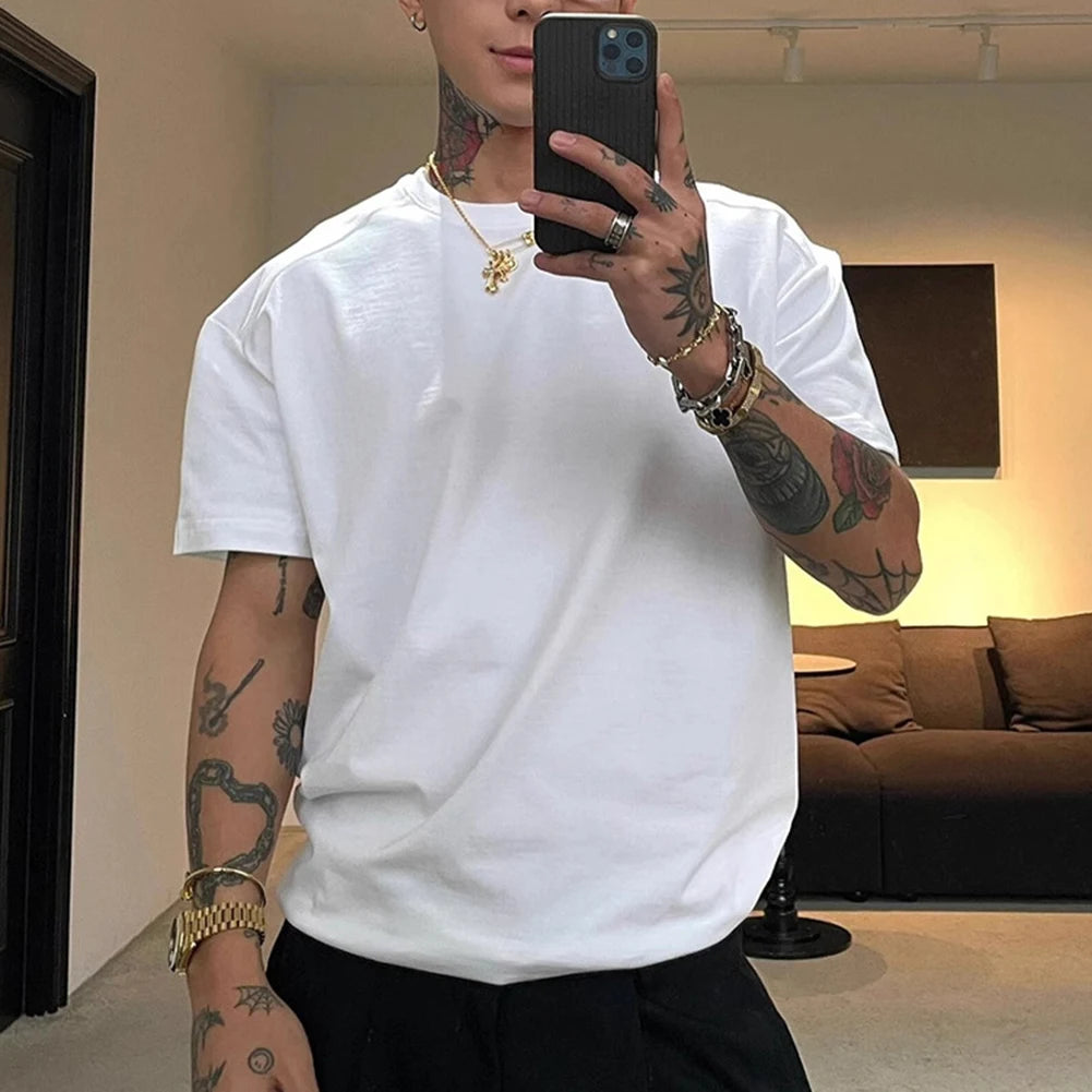 HEARUJOY  -  Daily Casual Wear Casual Tops Fashionable T-Shirt Fashion Casual Tops Men Casual Polyester Fabric Slight Stretch Suit For Summer