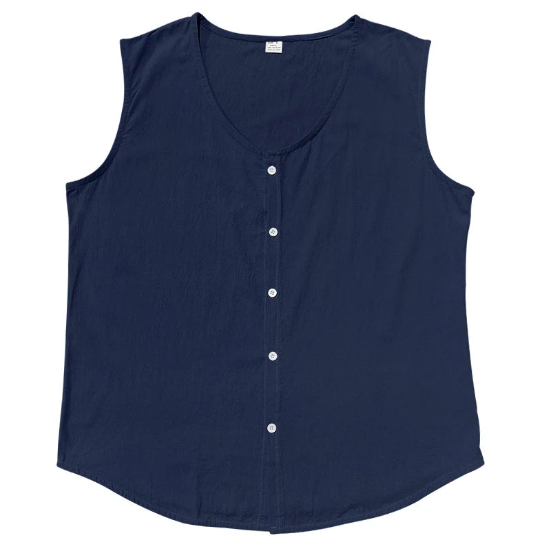 HEARUJOY  -  Summer Thin Button Casual Solid Color Linen Youth Vest Button Men's Sleeveless Tops