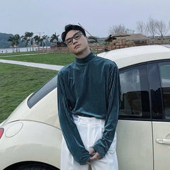 HEARUJOY  -  Half High Collar Male Pullover Tops Streetwear Tee Designer Quality Xl Sweatshirt Aesthetic Emo Normal Xxl Men's T-shirts White