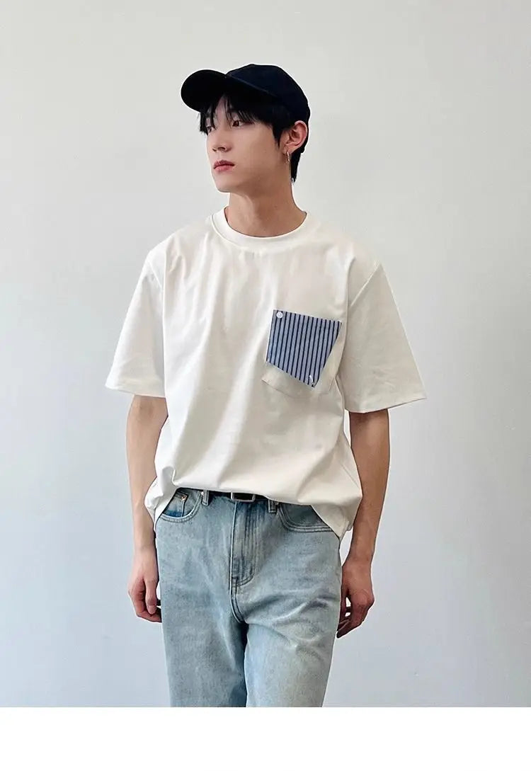 HEARUJOY  -  Summer Trendy Pocket Striped Casual Round Neck Short Sleeve T-Shirt