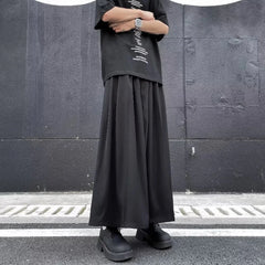 HEARUJOY  -  Dark Gothic Plain Skirt Pants Genderless Spring Y2k Japanese Streetwear Daily Comfortable Samurai Pants Hakama Unisex