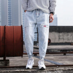 HEARUJOY  -  Spring Summer Black Blue Cargo Jeans Men Streetwear Denim Jogger Pants Men Baggy Harem Jean Trousers Ankle-Length Men Cloth