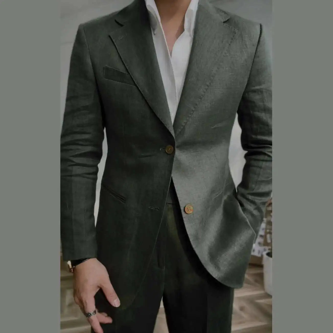 HEARUJOY  -  High Quality Linen Blend Business Dress Suit Wedding Suit Men Versatile Casual Office Party Prom Costume Homme Men Tuxedo Suit