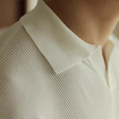 HEARUJOY  -  Summer Men's Clothing Luxury Knit V Neck Short-sleeved Polo Shirt Solid Color Leisure Korean Popular Streetwear Slim Knitwear