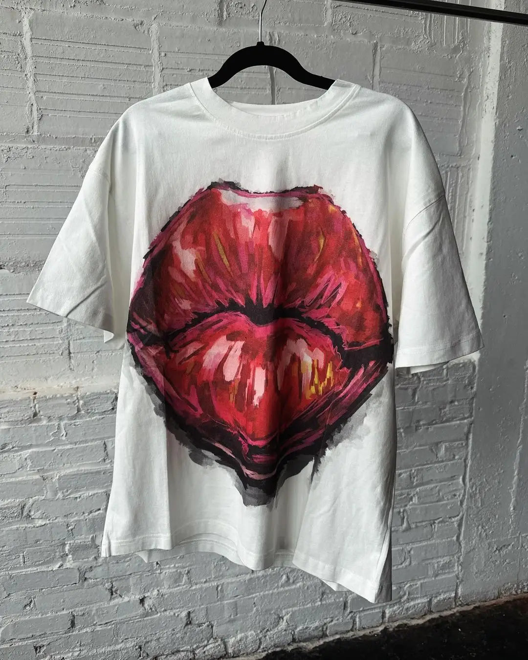 Hearujoy Harajuku big lips graphic t shirts loose y2k tops gothic pop oversized t shirt couples 2024 new sweatshirt goth men clothing