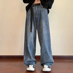 Hearujoy Baggy Jeans Men Y2K Oversize High Waist Denim Pants Male Streetwear 90S Wide Leg Trousers Hip Hop Japanese Casual