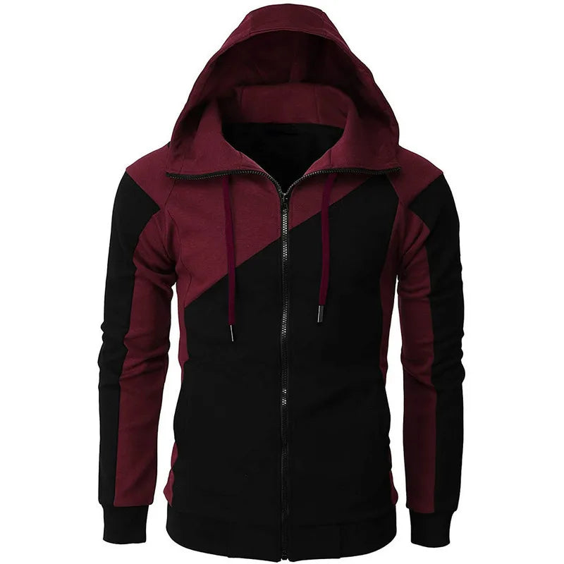 HEARUJOY  -  Color Block Hooded Men Slim Fit Sweatshirt Casual Fashion Long Sleeve Sporty Jacket Stylish Outerwear For Men Trendy Streetwear