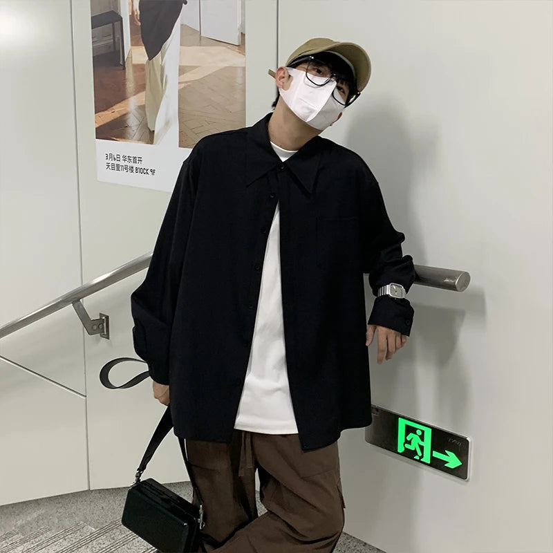 HEARUJOY  -  Autumn Long Sleeved Shirt Men Oversized Society Mens Dress Shirt Korean Loose White Casual Shirt Mens Office Formal Shirts