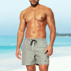 HEARUJOY  -  Mens Swimming Trunks Plaid Lined Beach Vacation Casual Shorts Summer Fashion Quick-Drying Breath Pants Men'S Clothing 2025 New