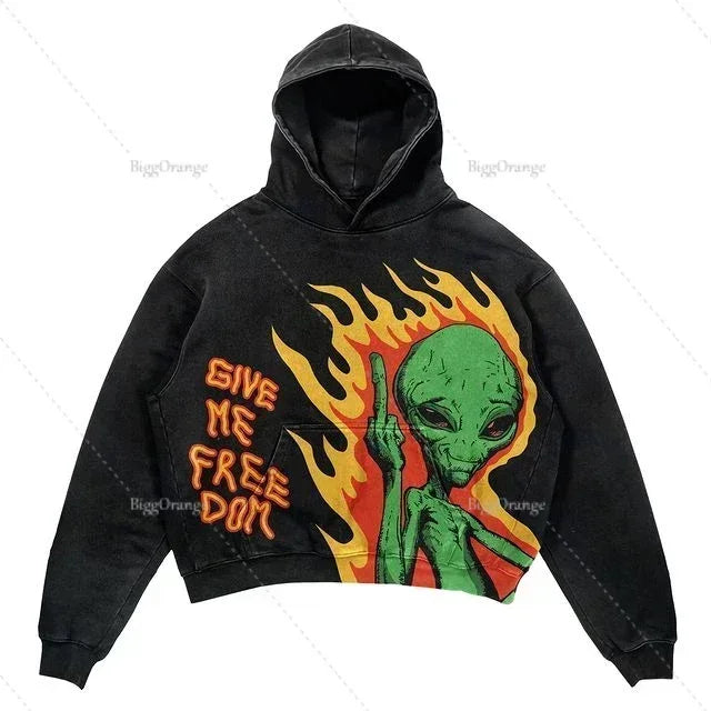 Hearujoy American Style Hoodies Women Men Streetwear Vintage Oversized Tops Sweatshirt Goth Y2k Clothes Harajuku Men Clothing