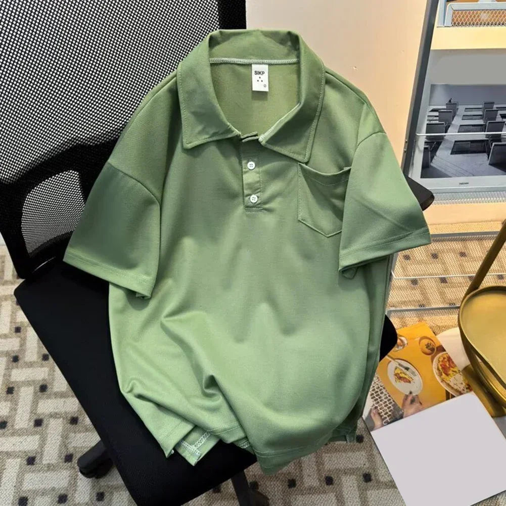 HEARUJOY  -  Casual Outing 2XL Men Summer T-Shirt Men's Casual Summer Tops Short Sleeve Shirt Casual Fashion Lapel Neckline Regular Length