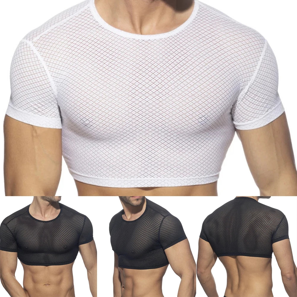HEARUJOY  -  Fashion Hot New Stylish Mens Tops T-Shirt Breathable Summer Tank Causal Club Fishnet Regular See-through M-2XL