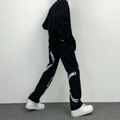 HEARUJOY  -  Men's Spring Autumn New Style Trendy Splicing Printed Pocket Fashion Versatile Loose Straight Tube Minimalist Casual Jeans