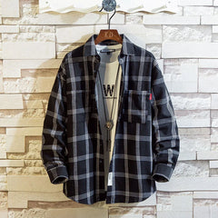 HEARUJOY  -  Men's 2025 Spring and Autumn New Casual Korean Loose Fashion Fashion Plaid Shirt