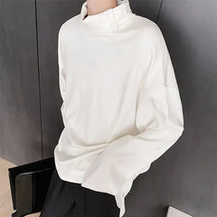 HEARUJOY  -  Fashion Style Spring Autumn New Men's Japanese Simple Sweatshirt Loose Personality Half Turtleneck Bottoming Shirt Male Clothes