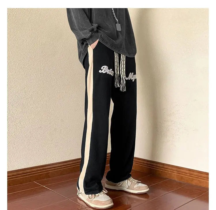 HEARUJOY  -  Wide-leg American Sweatpants Men's Spring Autumn Campus Casual Loose