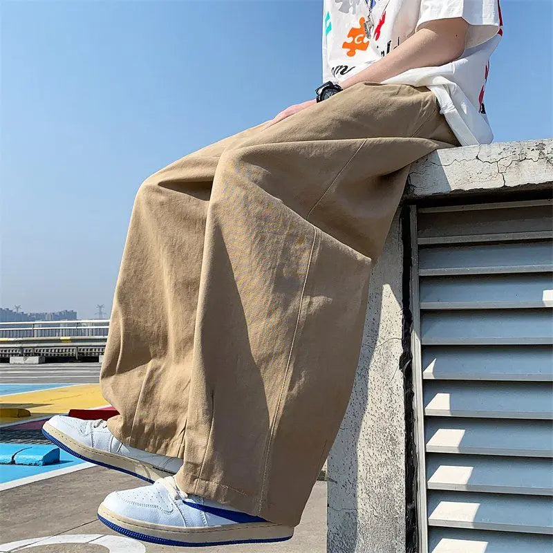 Hearujoy Harajuku Cotton Wide leg Oversize Pants Casual Pants Baggy Sweatpants Streetwear Long Pants For Men Straight Trousers