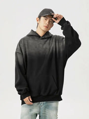 Hearujoy Cotton Washed Gradient Sweatshirt Autumn Winter Retro Loose Men's Women's Hooded Pullover Sweatshirt Tops