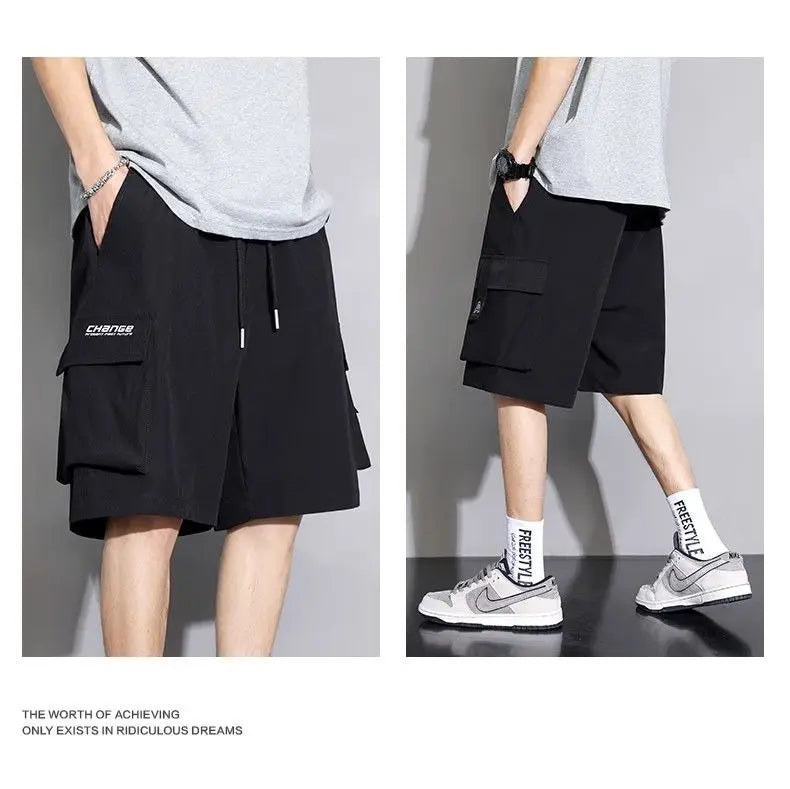 Hearujoy Work Shorts Men's Summer Thin Sports Outer Wear Ice Silk Casual Men's Five Points Medium Pants