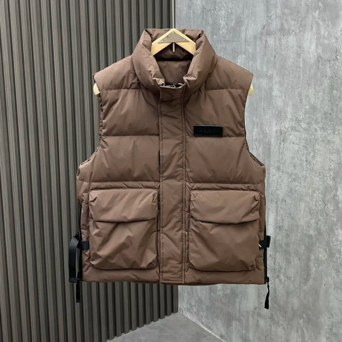 Hearujoy High End Cotton Jacket Vest Men's Trendy Stand Up Collar Workwear Warm and Casual Versatile Shoulder Jacket Trendy