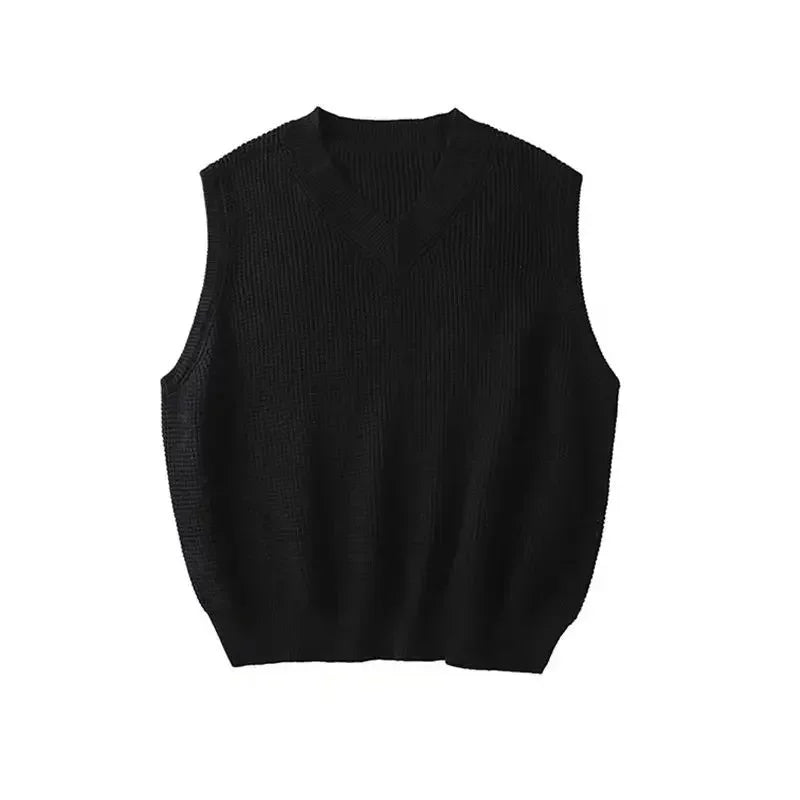 HEARUJOY  -  Men's Clothing Sleeveless Vest Blue Waistcoat Knit Sweater Male V Neck Red Thick Winter Sheap High Quality Replica Street Ugly A