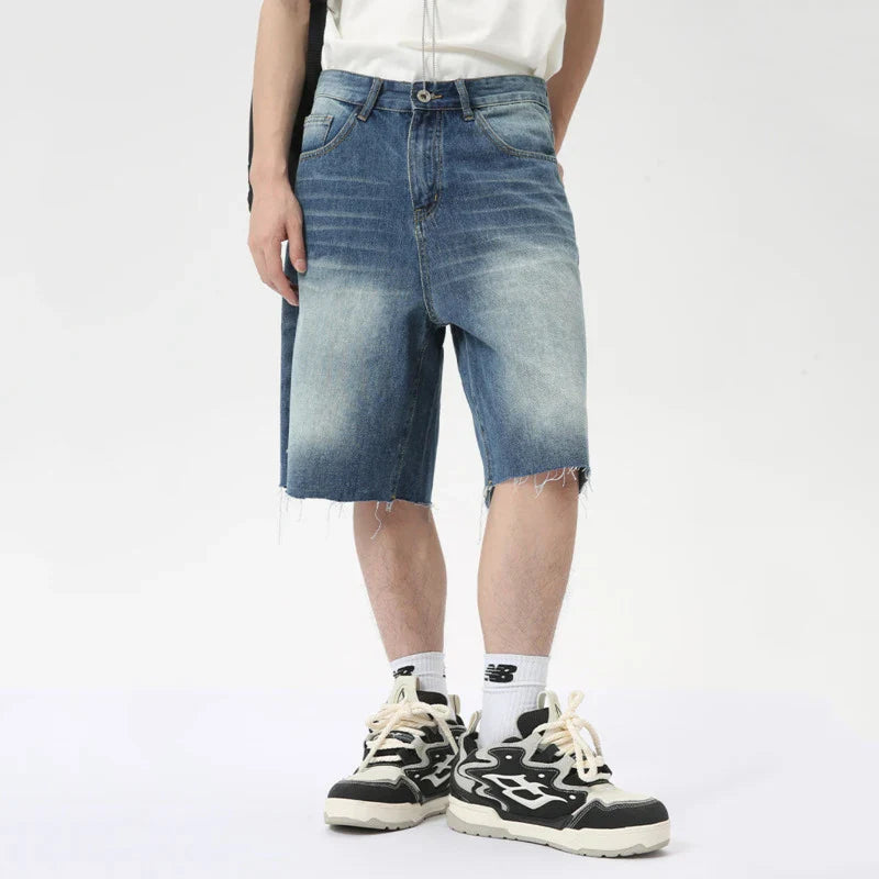 Hearujoy American Style Men's Denim Shorts Casual Worn-out Straight Male Trousers Wide Leg Loose Bottom Trend Summer 9C6318