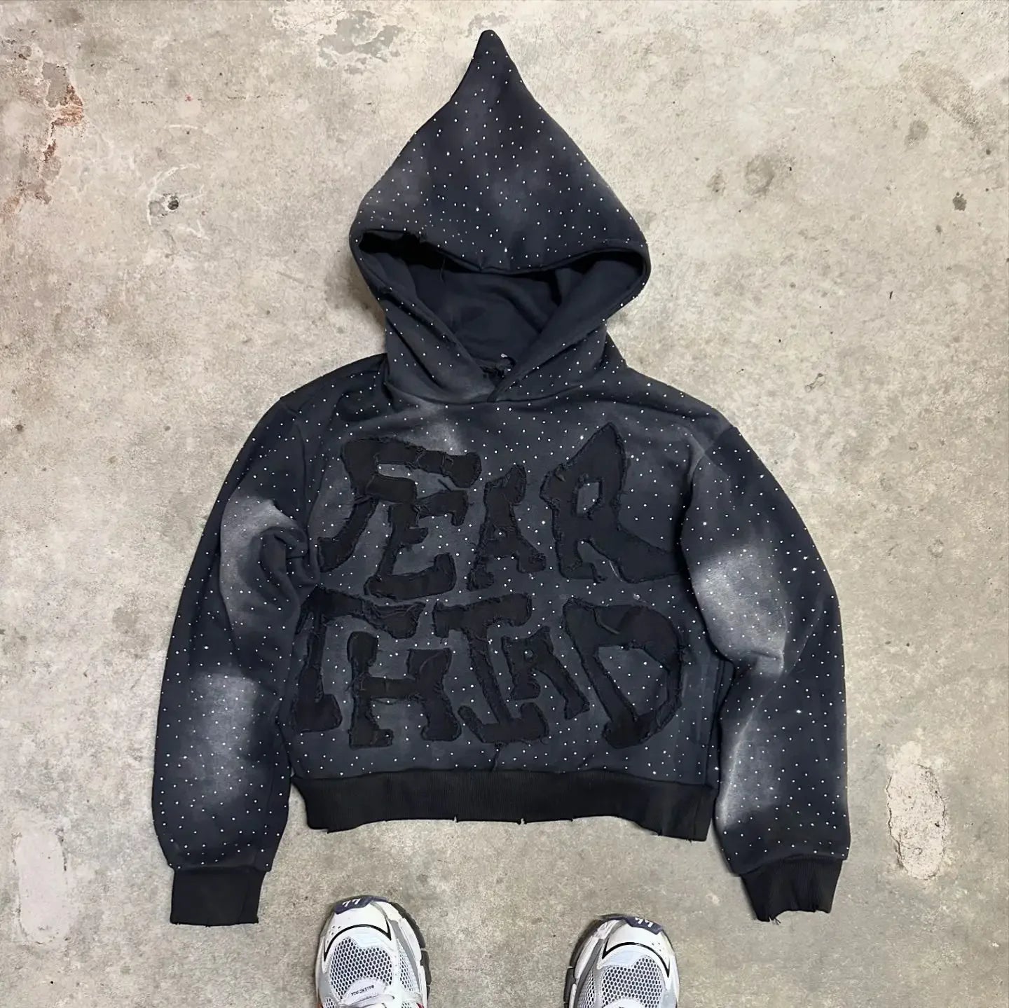 Hearujoy Y2K New Flash Diamond Hoodie American Retro Letter Embroidered Oversized Sweatshirt Men’s Hip Hop Gothic Punk Loose Sports Shirt
