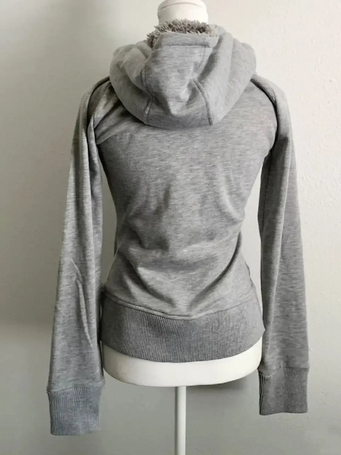 Hearujoy Y2K retro gray lamb wool hooded sweatshirt cardigan women's retro new spring and autumn double zipper design waist sweatshirt