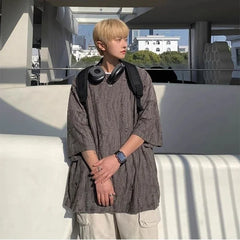 HEARUJOY  -  Man Tee Shirts American Style Plain Cotton T Shirt for Men Oversized Ordinary Aesthetic Clothing Summer Original Party Kpop Top