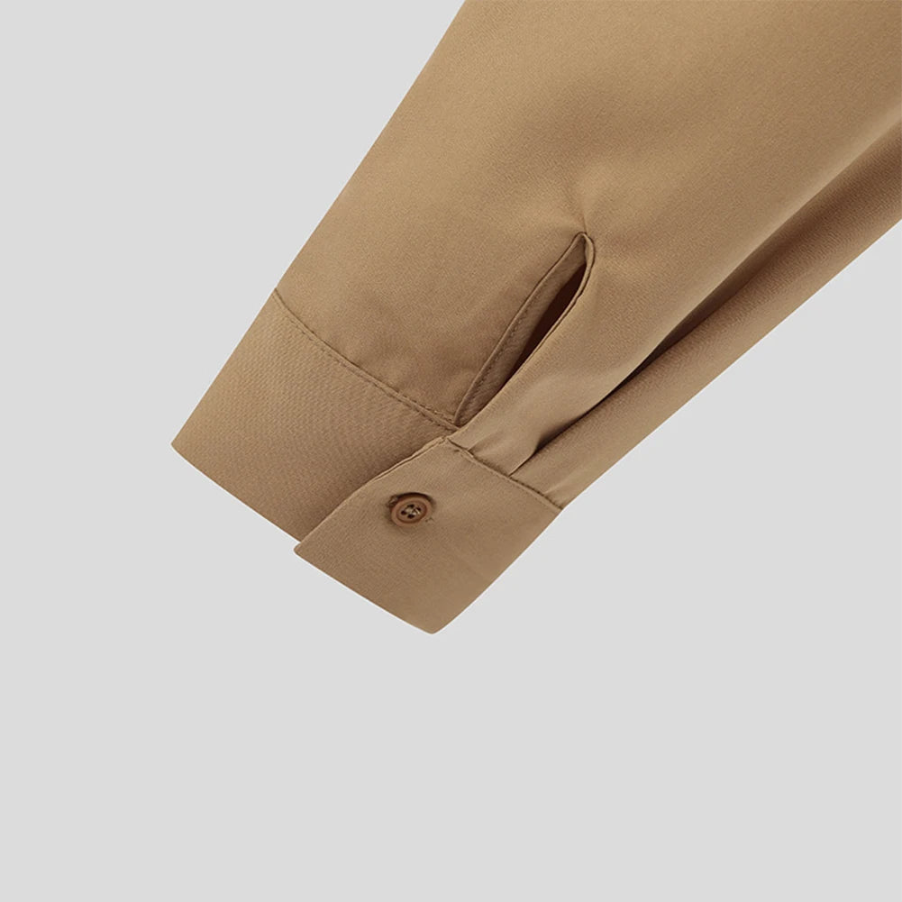 HEARUJOY  -  Casual Outing Casual Wear White Stand Collar Shirt Stand Collar Casual Wear Lapel Neckline Brand New Condition