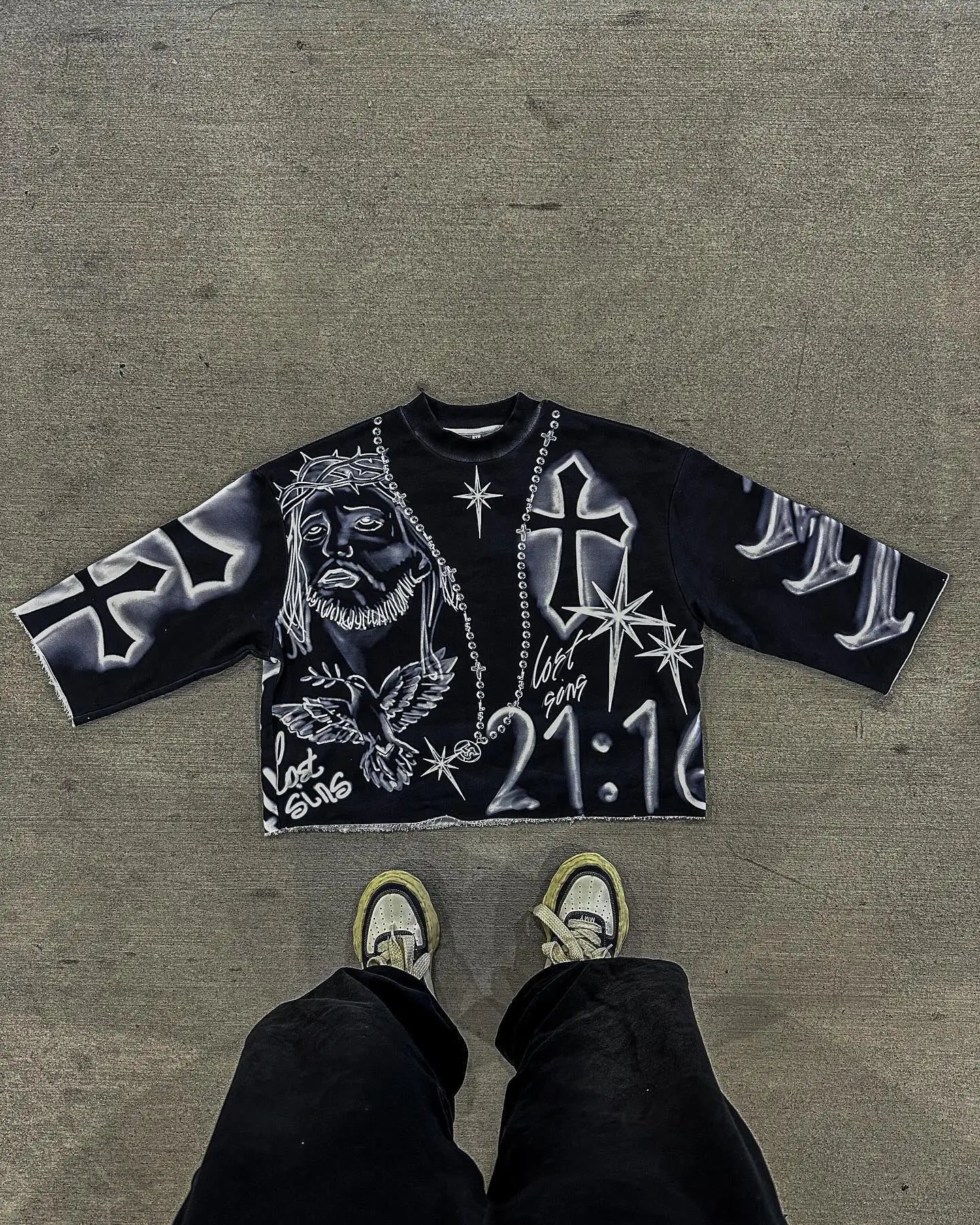 Hearujoy Retro New Letter Patchwork Harajuku Women T Shirts Y2k Gothic Men Casual Hip-hop T-shirt Oversized Loose Black Casual Streetwear