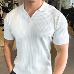 HEARUJOY  -  Summer New Men's Solid Color Knitted Sweater Short-Sleeved T-Shirt Retro Fashion Trend Casual Simple Loose Breathable Men's Tops