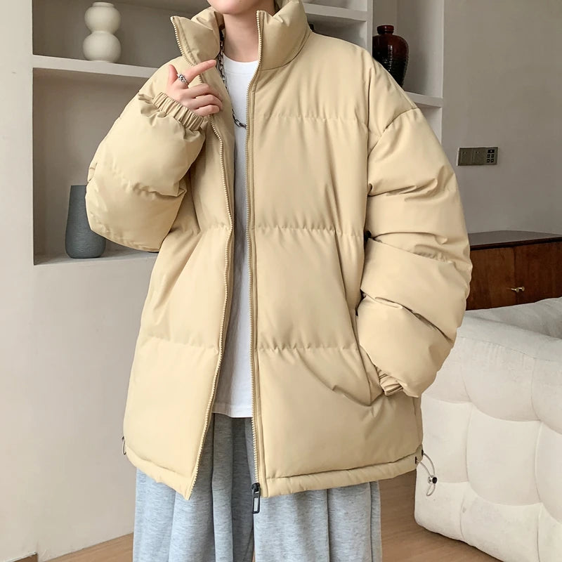 HEARUJOY  -  Fashion Oversized Parka Coats Men Korean Winter Cotton Padded Jacket Thick Warm Puffer Jacket Windbreaker Bubble Coat