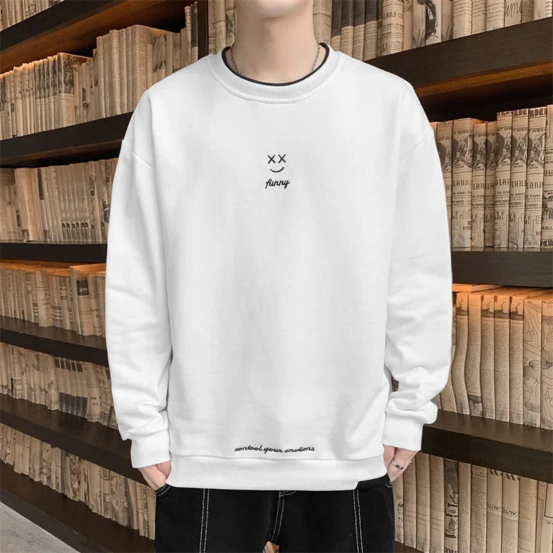 HEARUJOY  -  Men Sweatshirts 2025 Spring Autumn Casual Pullover for Male Oversize Hoodies Letter Embroidery Loose Tops Hip Hop Streetwear