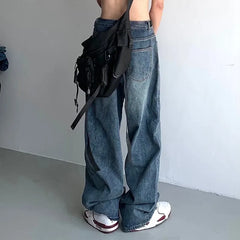 Hearujoy Baggy Jeans Men Y2K Oversize High Waist Denim Pants Male Streetwear 90S Wide Leg Trousers Hip Hop Japanese Casual