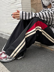 Hearujoy Men's Hip Hop Panel Striped Loose Sweatpants