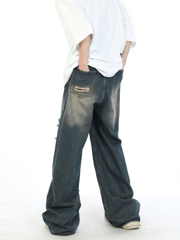 Hearujoy 2000s Ripped Baggy Jeans with Fake Hole Unisex