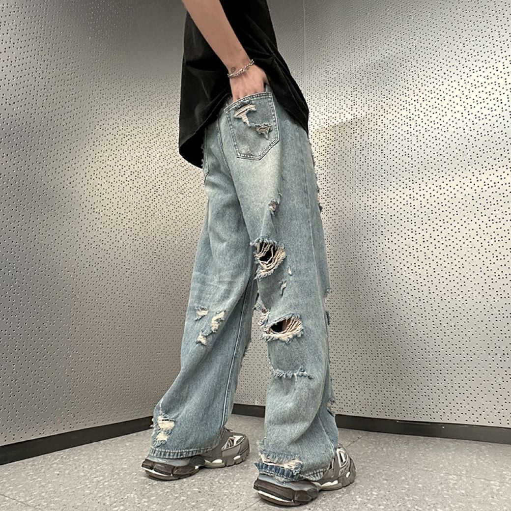 Hearujoy Vintage Men's Ripped Distressed Denim Boyfriend Jeans