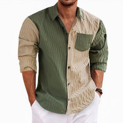 Hearujoy American Vintage Men Patchwork Shirt Pleated Long Sleeved Loose Oversized Top Fall Fashion Casual Cotton Shirts Streetwear