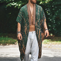 Hearujoy Fashion Shawl  Mens Print Long Shirt Cardigan Summer Hawaiian Beach Sunscreen Cloak Casual Loose Cape Coat Clothing For Men 6XL
