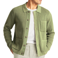 Hearujoy Multi Pocket High-density Knitted Shirt For Men Casual Solid Color Long Sleeve Knit Jackets Autumn Fashion Vintage Sweaters