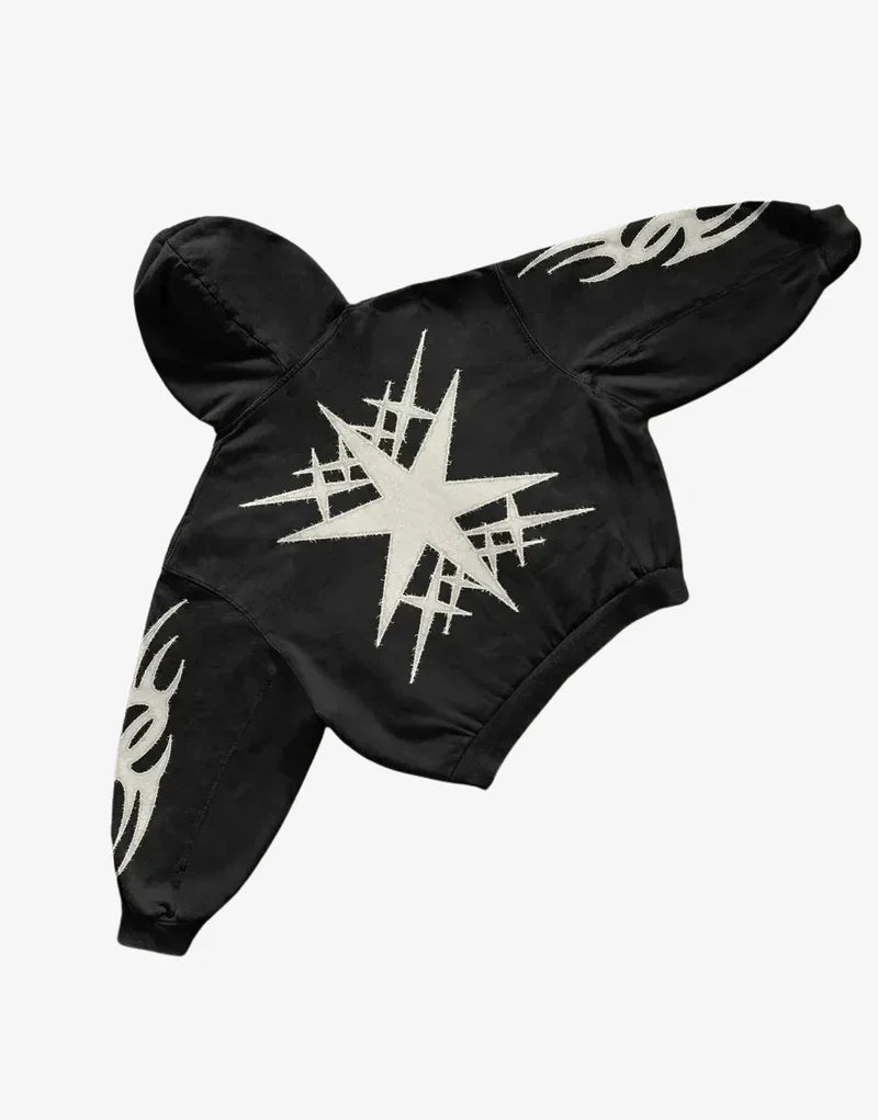 Hearujoy  Men Street Vintage High Street Hooded Sweatshirt Casual and Comfortable for All Seasons Plus Size Loose Print Y2k Punk Style