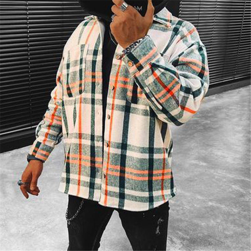 Hearujoy Vintage Men Plaid Shirt Oversize Fashion Loose Long sleeved Cardigan  Tops Spring Autumn Casual Shirts Streetwear For Mens