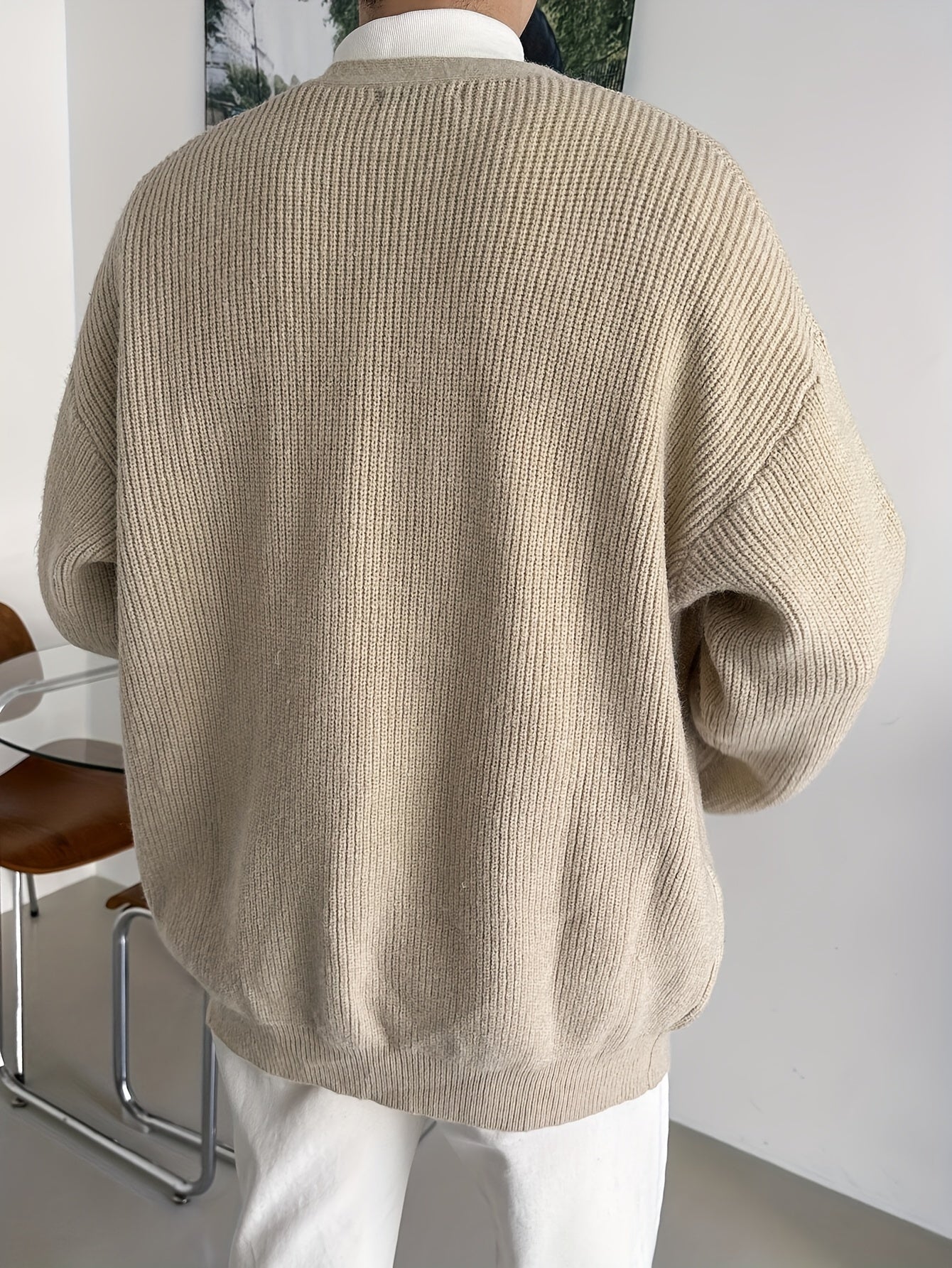 Hearujoy Loose Fit Solid-Colored Knitted Top - Simple, Perfect for Spring and Autumn