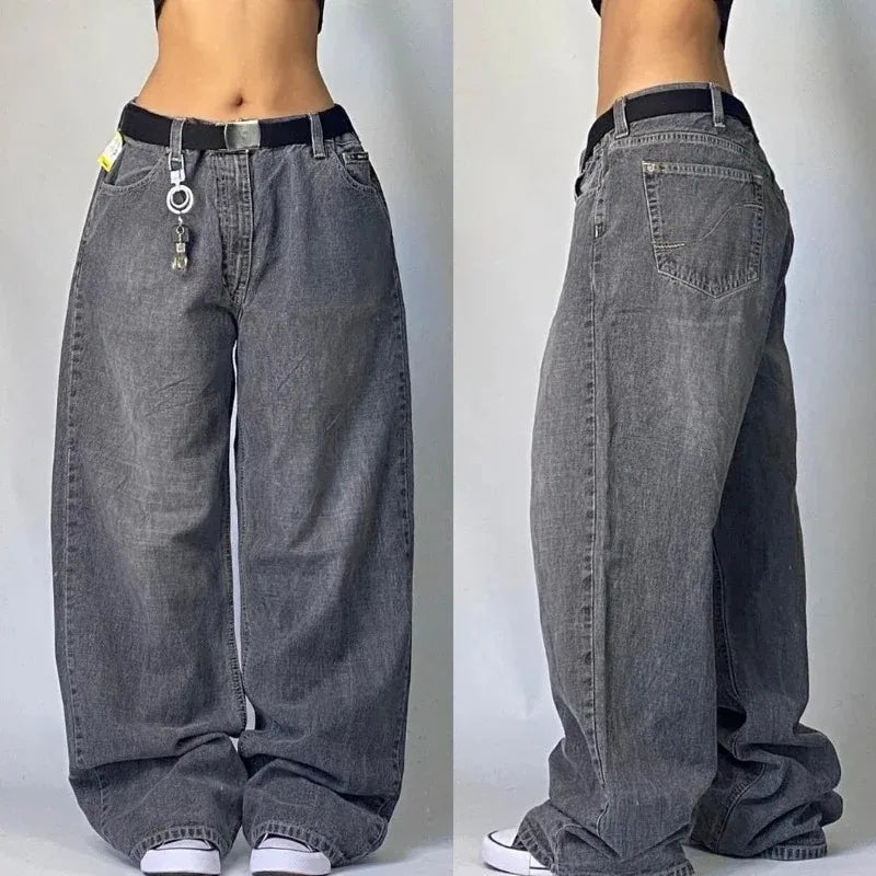 Hearujoy  90s Streetwear 2024 American New Fashion Letter Print Baggy Jeans Female Y2K High Street Harajuku Gothic High Waist Wide Leg Wide Trousers